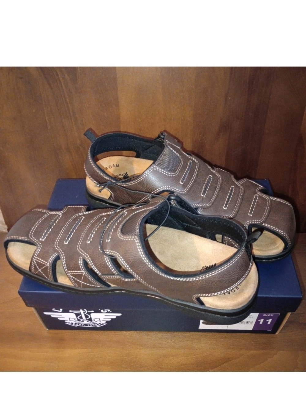 Dockers ShoreWood Memory Foam Sandals Men's  Hook And Loop Brown 11 Size